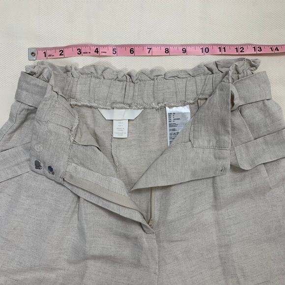 H&M Beige Linen Paperbag Belted Shorts - Picture 4 of 8